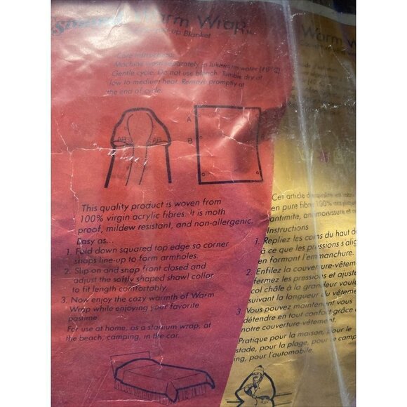 Vintage Esmond 70s Warm Wrap Acrylic Cover You Up Blanket The Original Snuggie - Picture 6 of 6